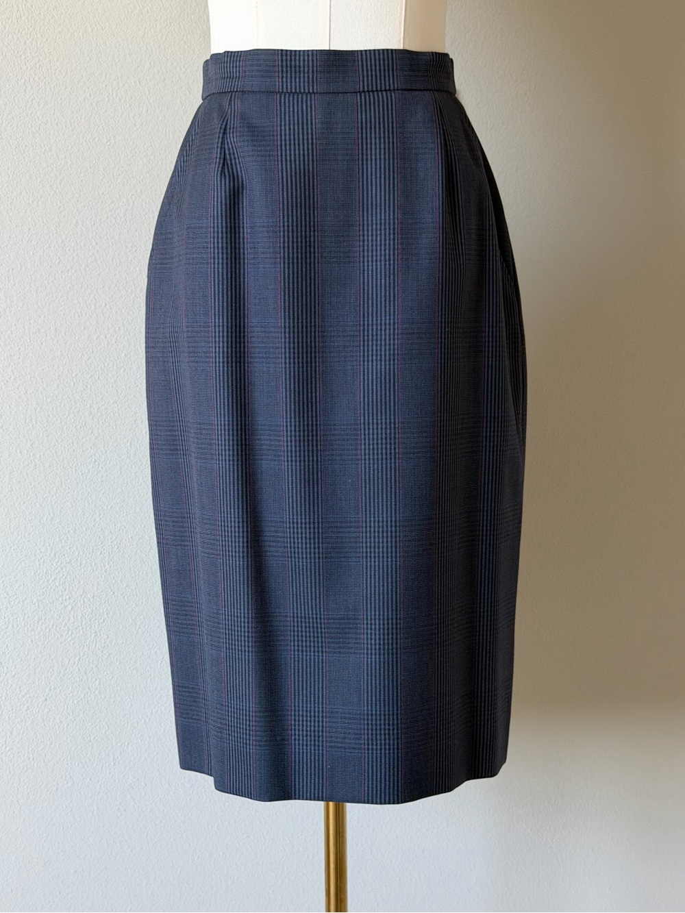 Corbin Ltd Vintage 100% Pure Wool Plaid Pencil Skirt Dark Academia Office - 6/XS